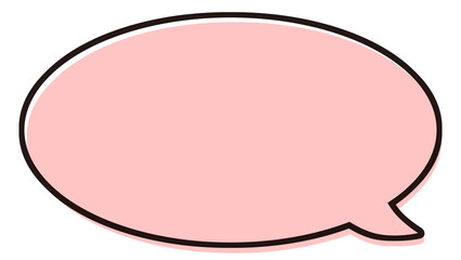 シンプルな横長の吹き出し　イラスト素材　赤