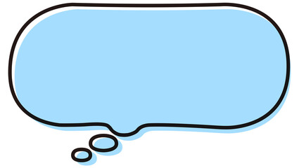 シンプルな横長の吹き出し　気持ち　イラスト素材　青