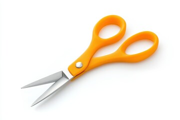 Bright orange scissors on a clean white background, ideal for crafting and precision cutting isolated on transparent background