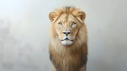 Fototapeta premium Hyper detailed oil painting showcasing the majestic presence of a noble lion with piercing golden eyes capturing the fierce yet elegant essence of this apex predator in the wild