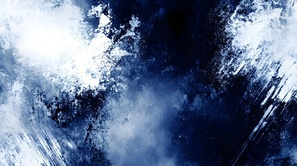 Mesmerizing abstract composition featuring a dynamic interplay of indigo and white hues creating a sense of fluid motion and energy through expressive brushstrokes and a vibrant color palette