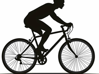 Naklejka premium Silhouette Of A Cyclist On Bicycle Against A White Background Photo