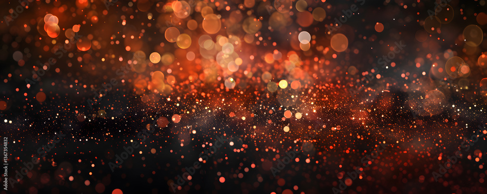 Poster glowing bokeh lights on dark background
