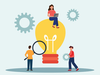 Team business people teamwork help Lightbulb idea concept  create of innovative ideas t vector illustration.