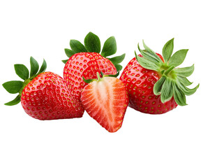 plusieurs fraises isolées sur un fond blanc