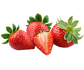 plusieurs fraises isolées sur un fond blanc