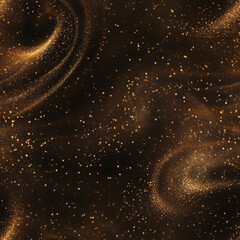 Seamless pattern mesmerizing golden particle swirl forming abstract, elegant vortex in dark space...