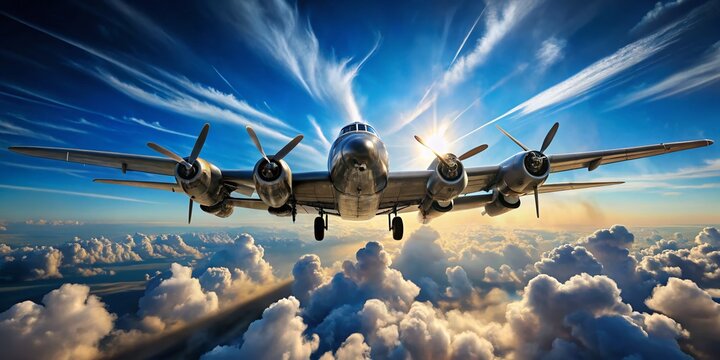 B-52 Stratofortress Bomber, Eight Engine Aircraft, Black Smoke Trails, Sunny Day, Military Aircraft Photography