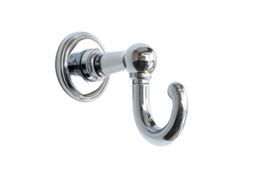Stylish chrome wall hook adding elegance to a minimalist interior design isolated on transparent background