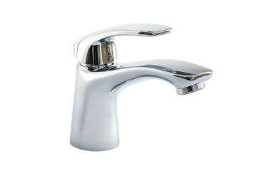 A sleek chrome faucet showcasing modern design and elegance in a bright setting isolated on transparent background