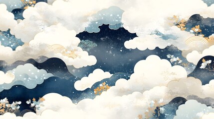 A captivating night sky filled with wispy cloud like formations and a scattering of delicate stars creating a peaceful and whimsical atmosphere