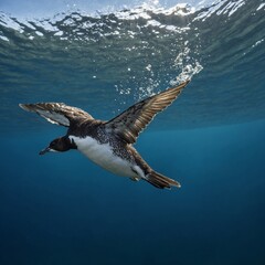Naklejka premium Xantus Murrelet Diving into Ocean