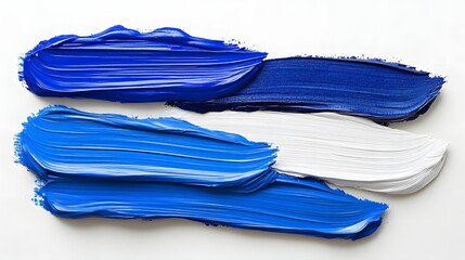 Captivating abstract artwork featuring fluid expressive brushstrokes in shades of vibrant blue and white creating a sense of movement and energy on the canvas