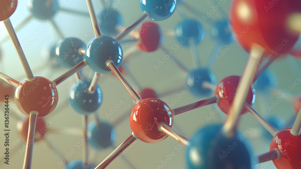 Poster 3d rendered molecule structure background