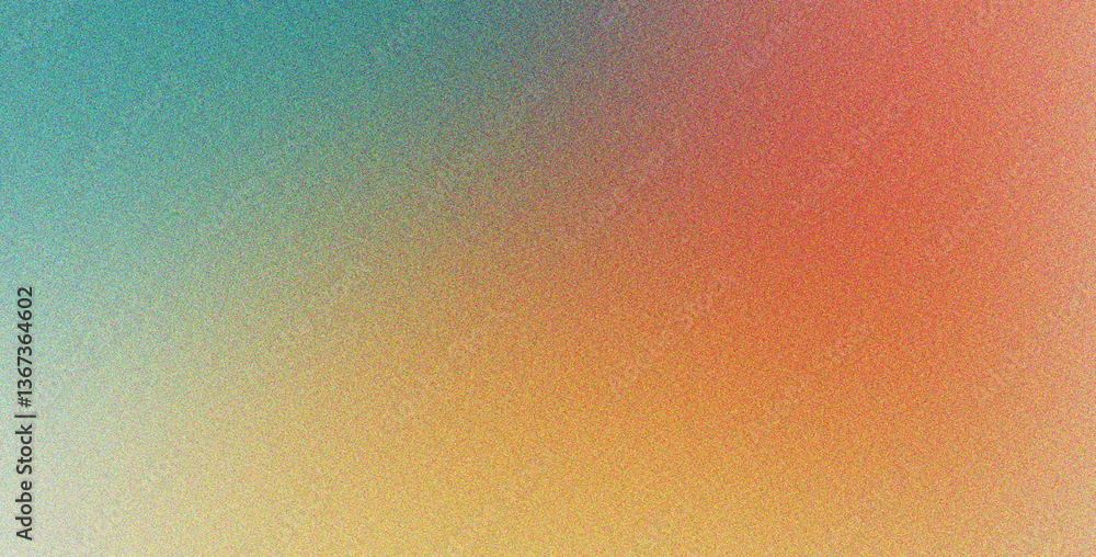 Poster abstract cyan yellow peach style with effect texture and gradient blur noise soft, grainy, minimal