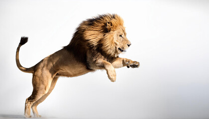 Obraz premium lion Jumping on White Background