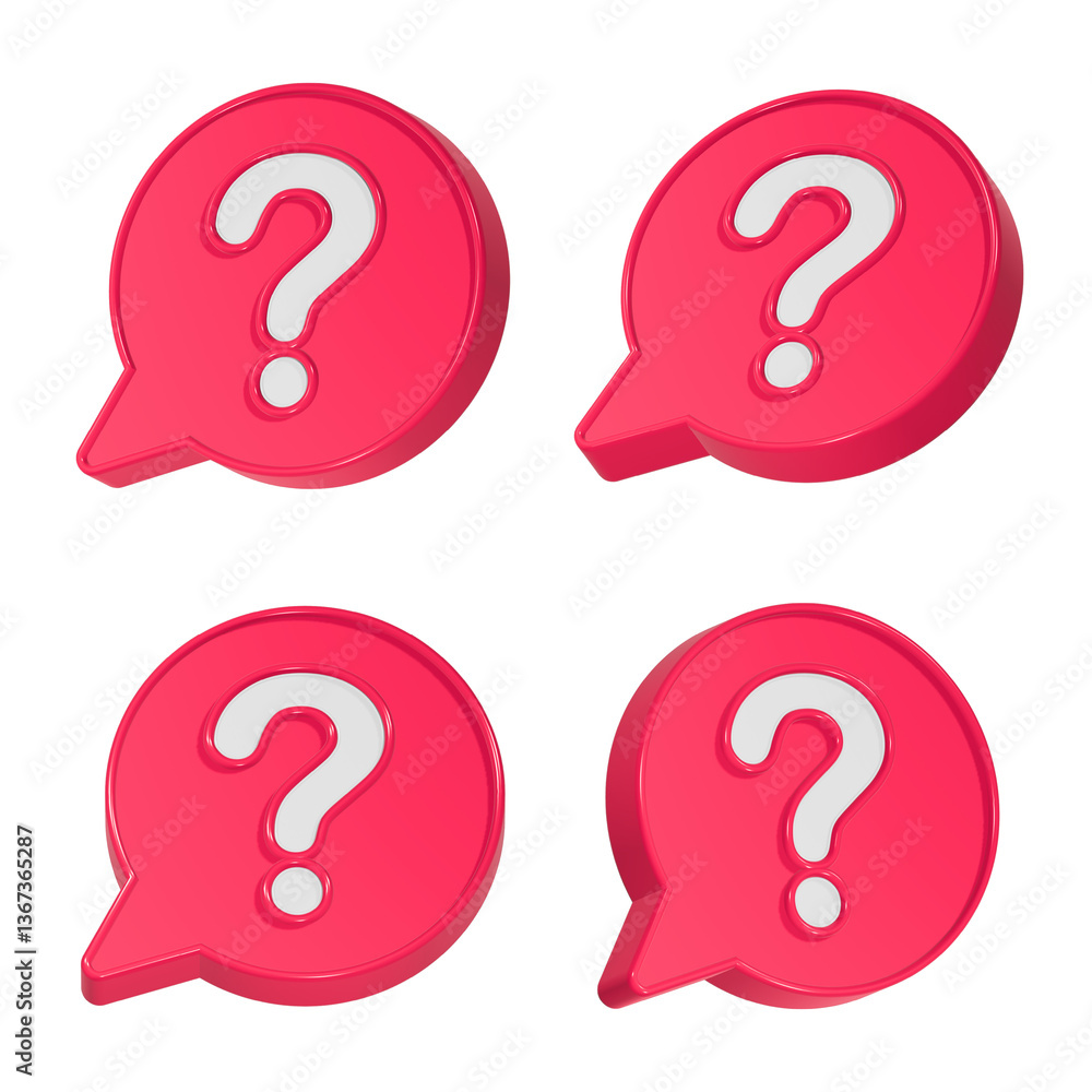 Poster faq icon set 3d realistic rendering