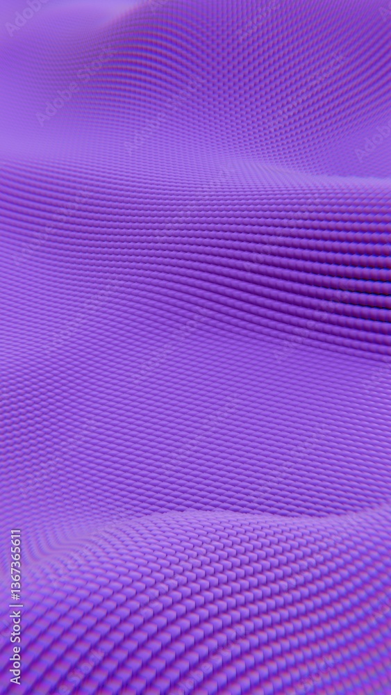 Poster A purple 3D wave pattern with a textured surface, evoking illusions of depth and technology in a minimal, modern design.......