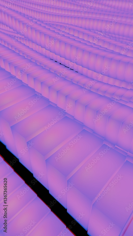 Poster A purple 3D wave pattern with a textured surface, evoking illusions of depth and technology in a minimal, modern design.......
