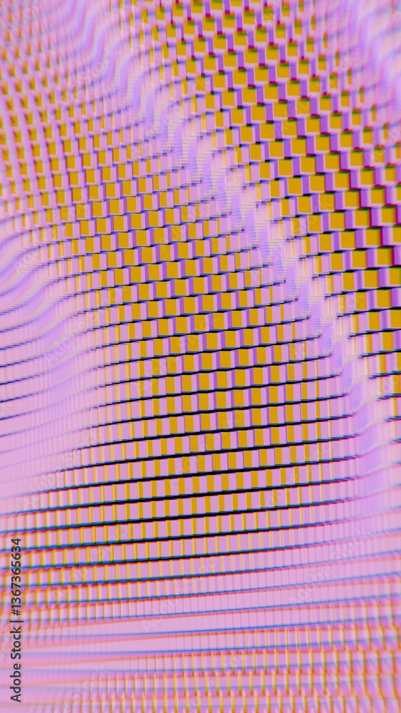 Poster A purple 3D wave pattern with a textured surface, evoking illusions of depth and technology in a minimal, modern design.......