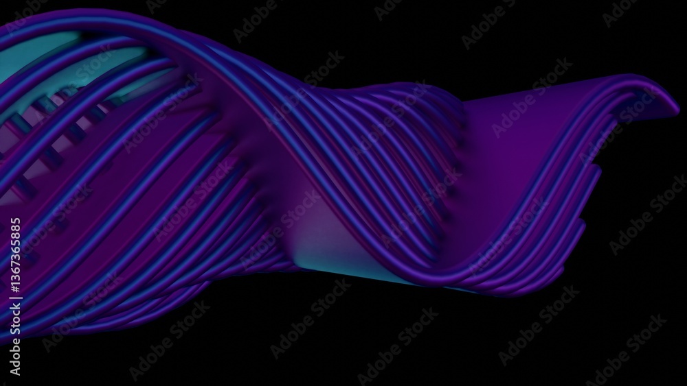 Poster A neon purple swirl with fluid lines on a dark background, creating a modern, dynamic, and futuristic abstract design with a minimalistic aesthetic........