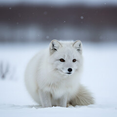 Obraz premium The Arctic Fox Blending into the Snowy Landscape