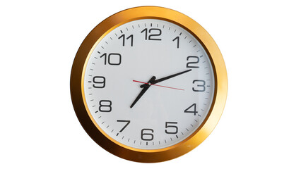 Analog clock use digit present one to twelve. Frame is gold color. for background and textured.