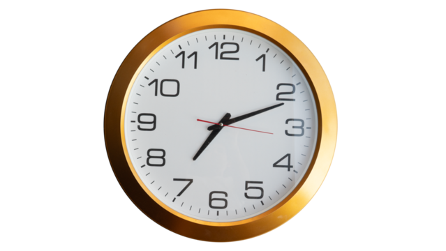 Analog clock use digit present one to twelve. Frame is gold color. for background and textured.
