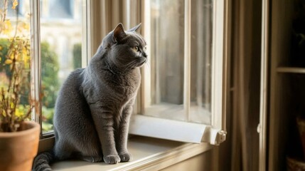 Gray Cat by the Window