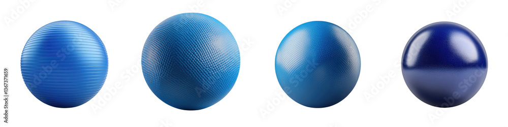 Poster a minimalist composition featuring a series of spherical objects in various shades of blue showcasin