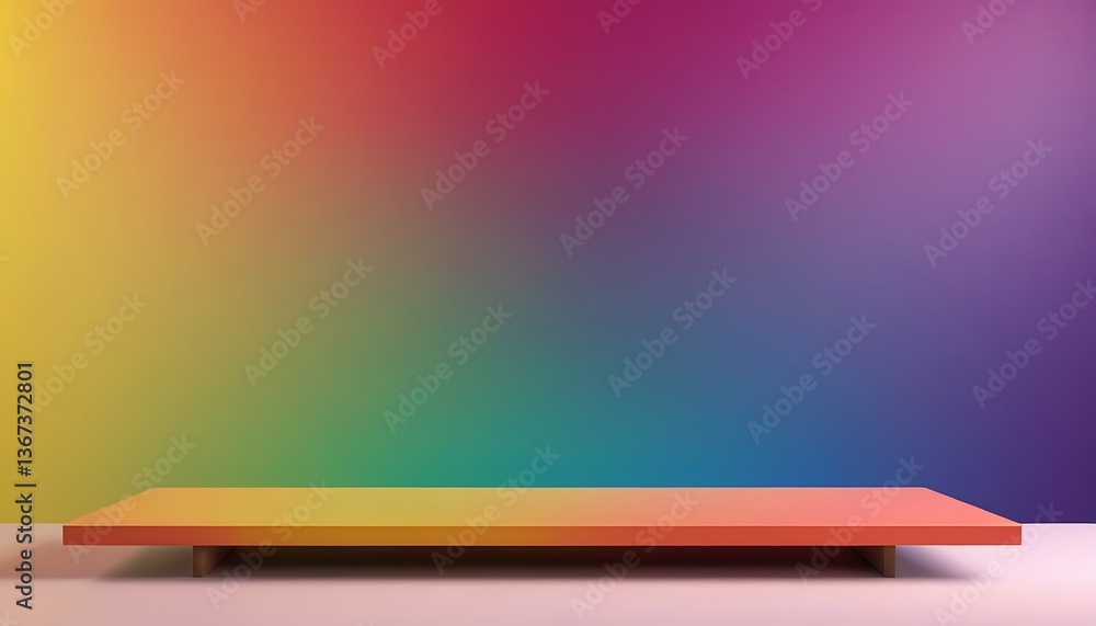 Fototapete empty top table on abstract rainbow gradient multi colors background with colorful concept. display 