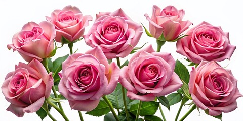 Blooming Pink Roses Isolated,  Beautiful Flower Bouquet,  Floral Background,  Romantic Rose Image,  High-Resolution Rose Photo