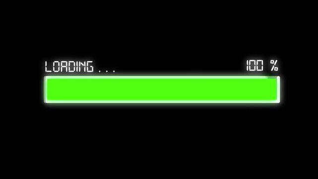 Futuristic Green Loading Bar Animation on Black Background