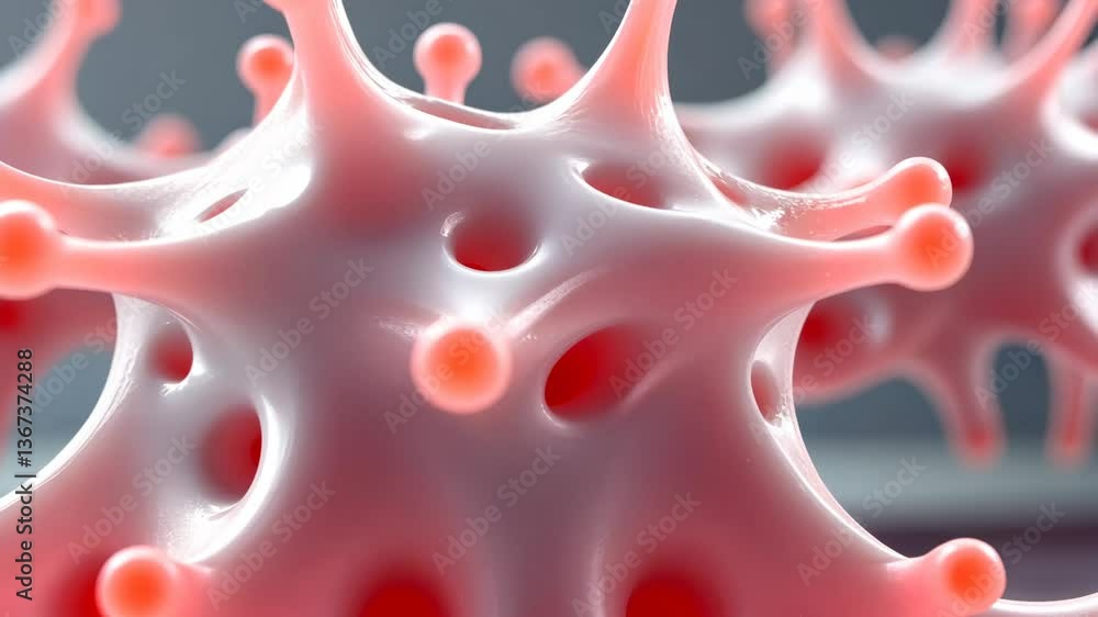 Poster microscopic view of virus-like structures showcasing intricate shapes and textures under laboratory 
