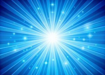Blue Sunburst Background Banner Poster - Copy Space for Text