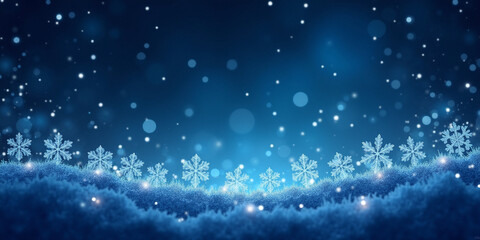 Obraz premium Frozen Wonderland: Sparkling Snowflakes Under a Starry Sky Background