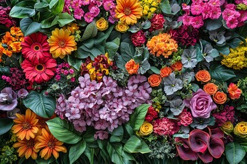 A border of flowers arranged in a perfect, symmetrical design