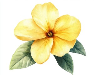 Fototapeta premium Yellow primrose set with soft petals against white background