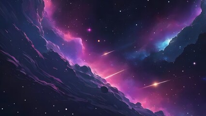 Fototapeta premium Galactic Nightscape Featuring Nebula and Alien Mountains