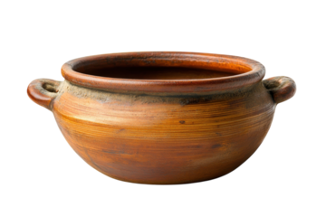 Handcrafted earthen pot showcasing traditional pottery craftsmanship isolated on transparent background