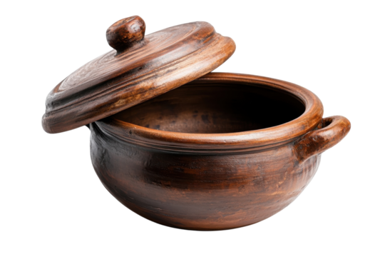 Artisan-crafted clay pot with rich, earthy texture, showcasing pottery skills isolated on transparent background