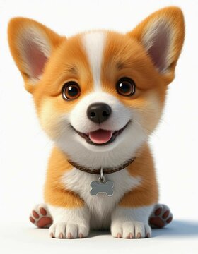 Cartoon Welsh Korgi puppy avatar ultra realistic illustration
