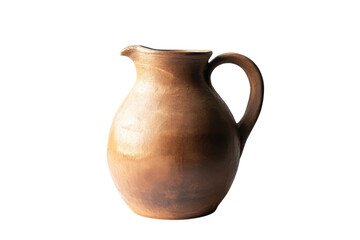 Artisan-crafted clay jug with a rustic finish highlighting traditional pottery techniques isolated on transparent background