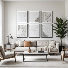 Modern Living Room Interior with Beige Sofa and Abstract Art