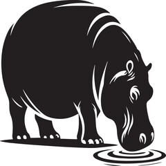 a hippopotamus  vector animel with a white beckground