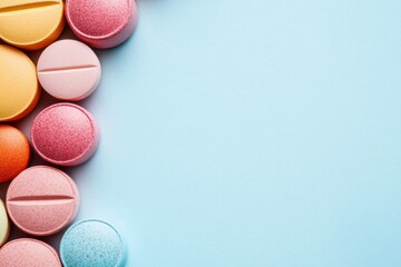 Obraz premium A simple arrangement featuring various pills on a white backdrop