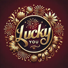 Golden vintage badge celebrating quality and anniversary with ribbon and emblem design