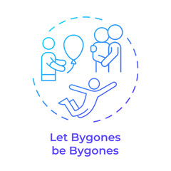 Let bygones be bygones blue gradient concept icon. Forgiveness, relationships. Conflict resolution. Round shape line illustration. Abstract idea. Graphic design. Easy to use in infographic