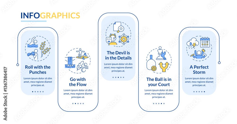 Poster life lesson challenges rectangle infographic vector. task management, personal efficiency. data visu