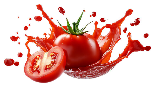 tomato falling into sauce -- PNG